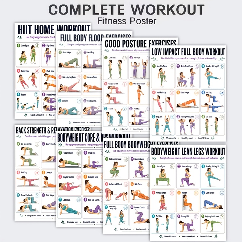 Home Gym Reviews - A4 Boyutunda 8 Adet Egzersiz Kılavuzu,
